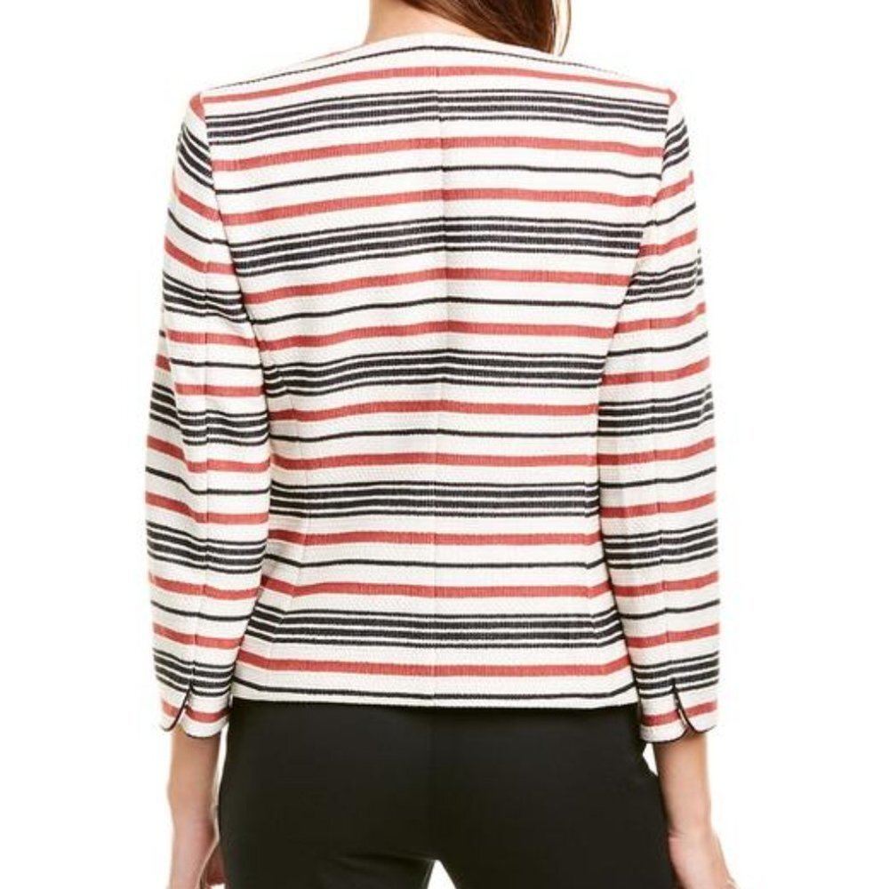 Anne Klein Piped Stripe Cardigan Jacket - Picture 3 of 5